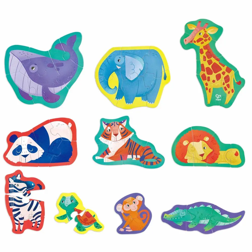 Hape Jungle Friends 10-Pack Animal Shaped Puzzles 2