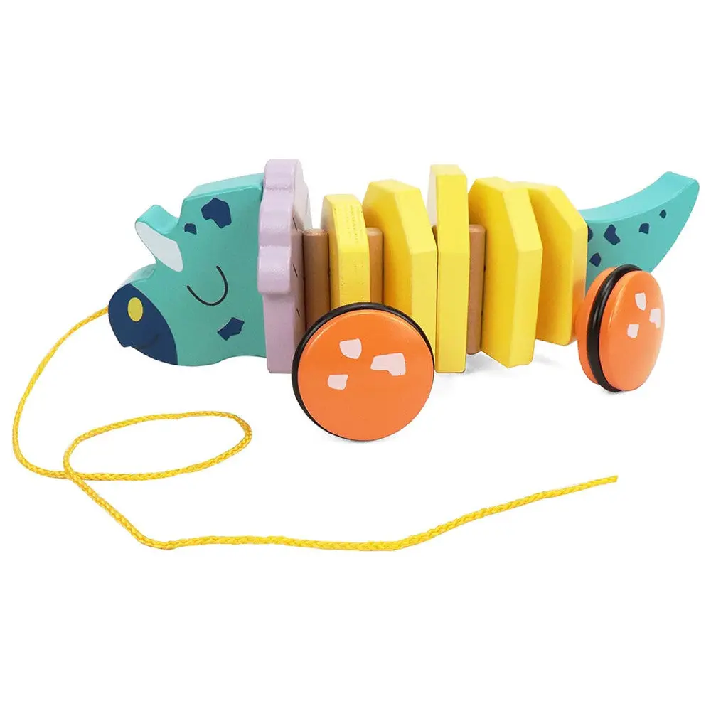 Leo & Friends Wooden Triceratops Pull-Along Toy 1
