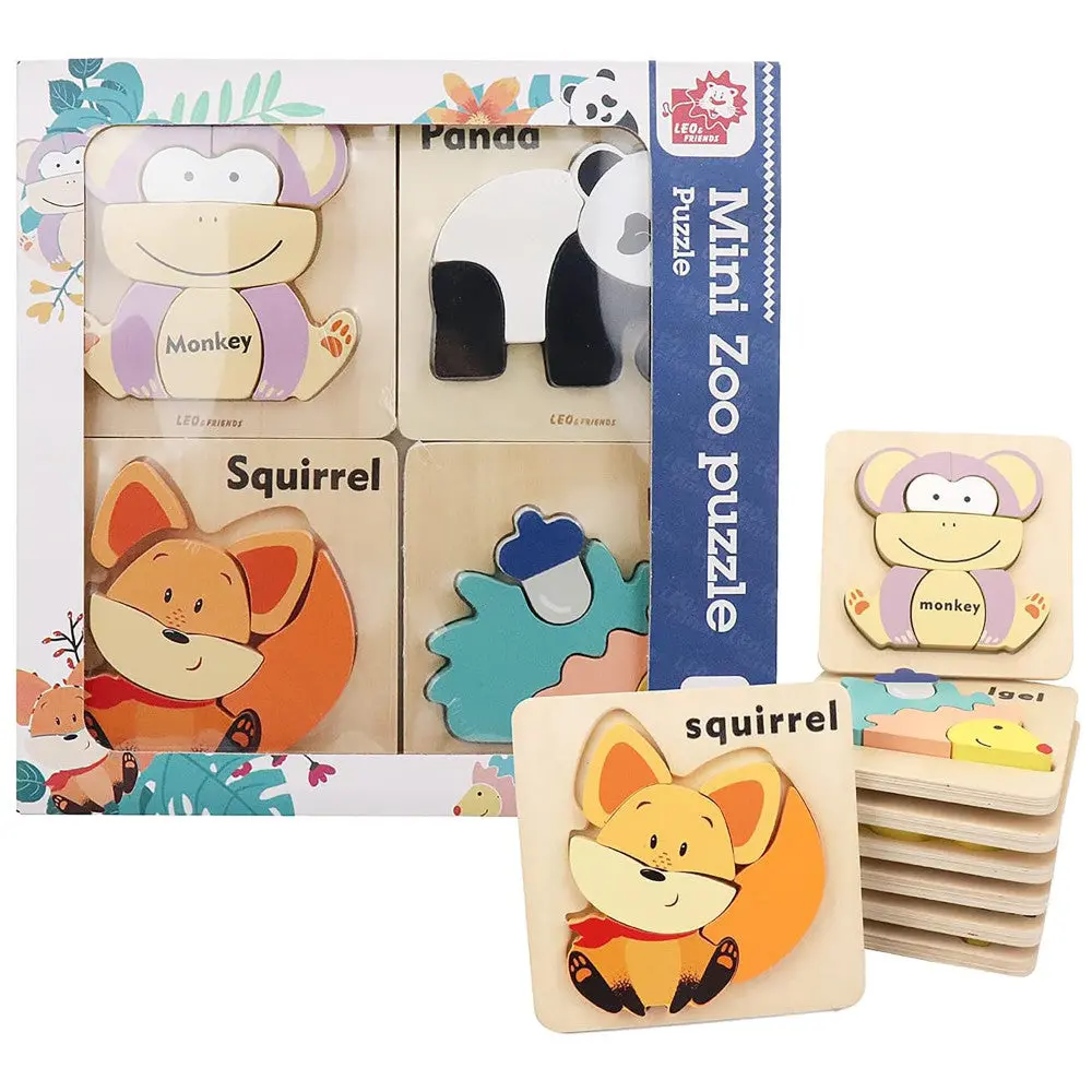 Leo & Friends Mini Zoo 25Pc Wooden Puzzle Set 1
