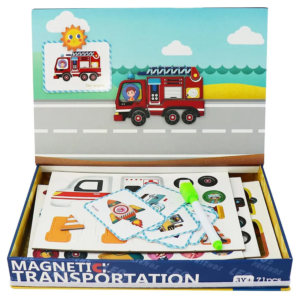 Leo & Friends Magnetic Transportation Playset - Colorful 71-Piece Learning Toy 1