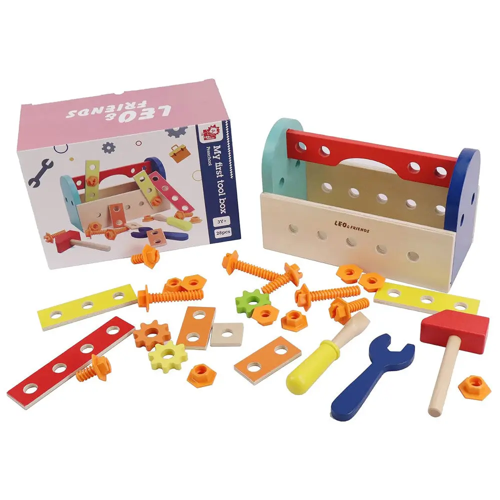 Leo & Friends 28-Piece Wooden Tool Box Playset 1