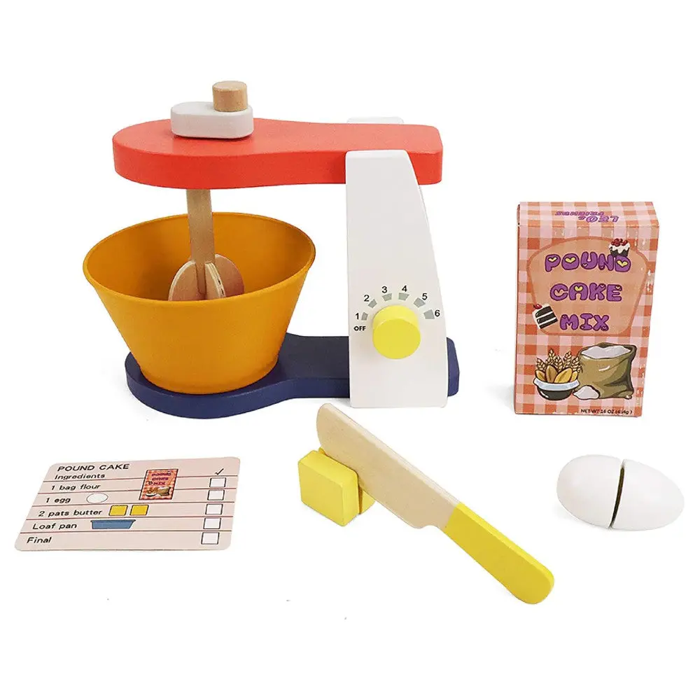 Leo & Friends Wooden Mixer Set - 9Pc Make-A-Cake Kit 1