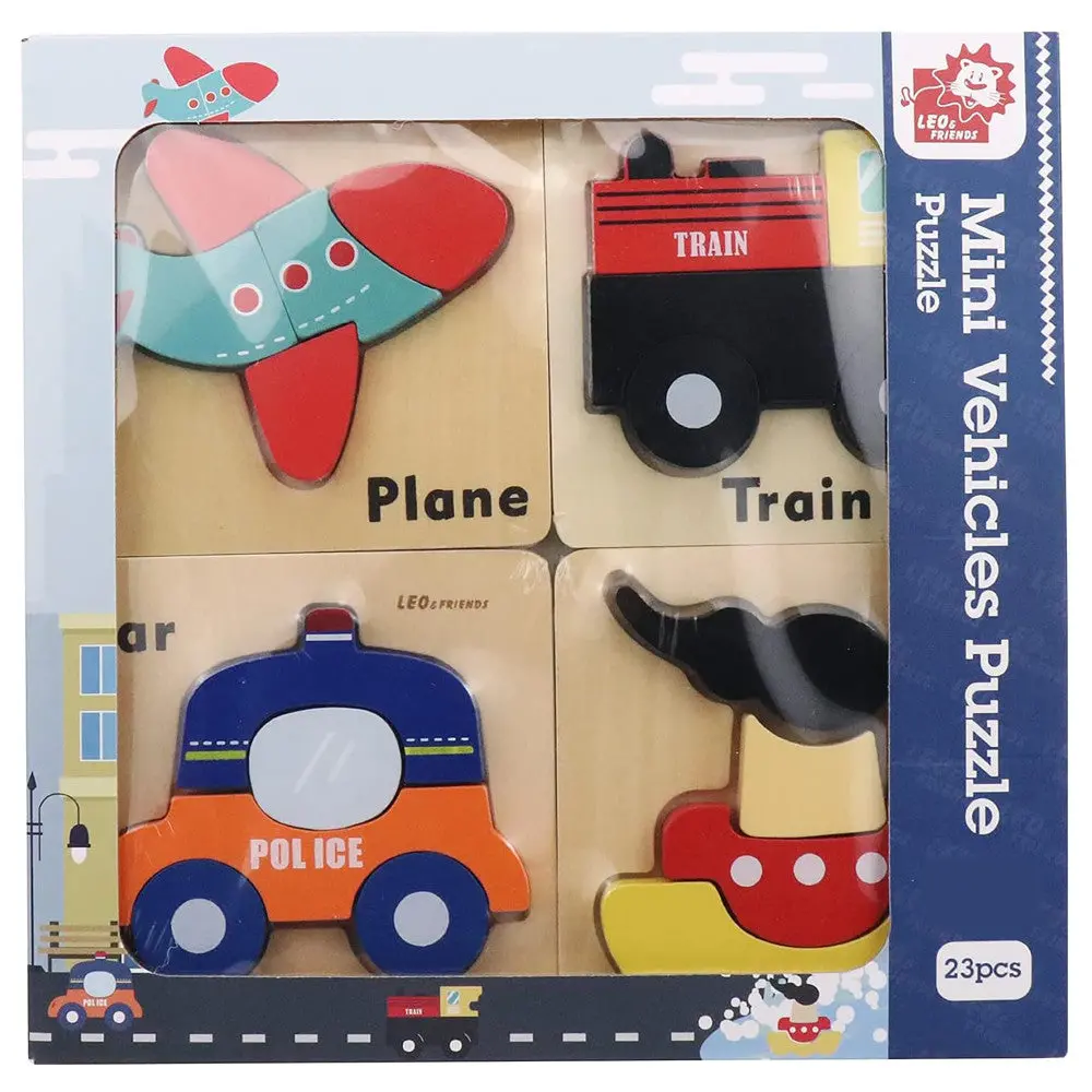 Leo & Friends Transportation-Themed Wooden Puzzle Set – 23 Pc 1