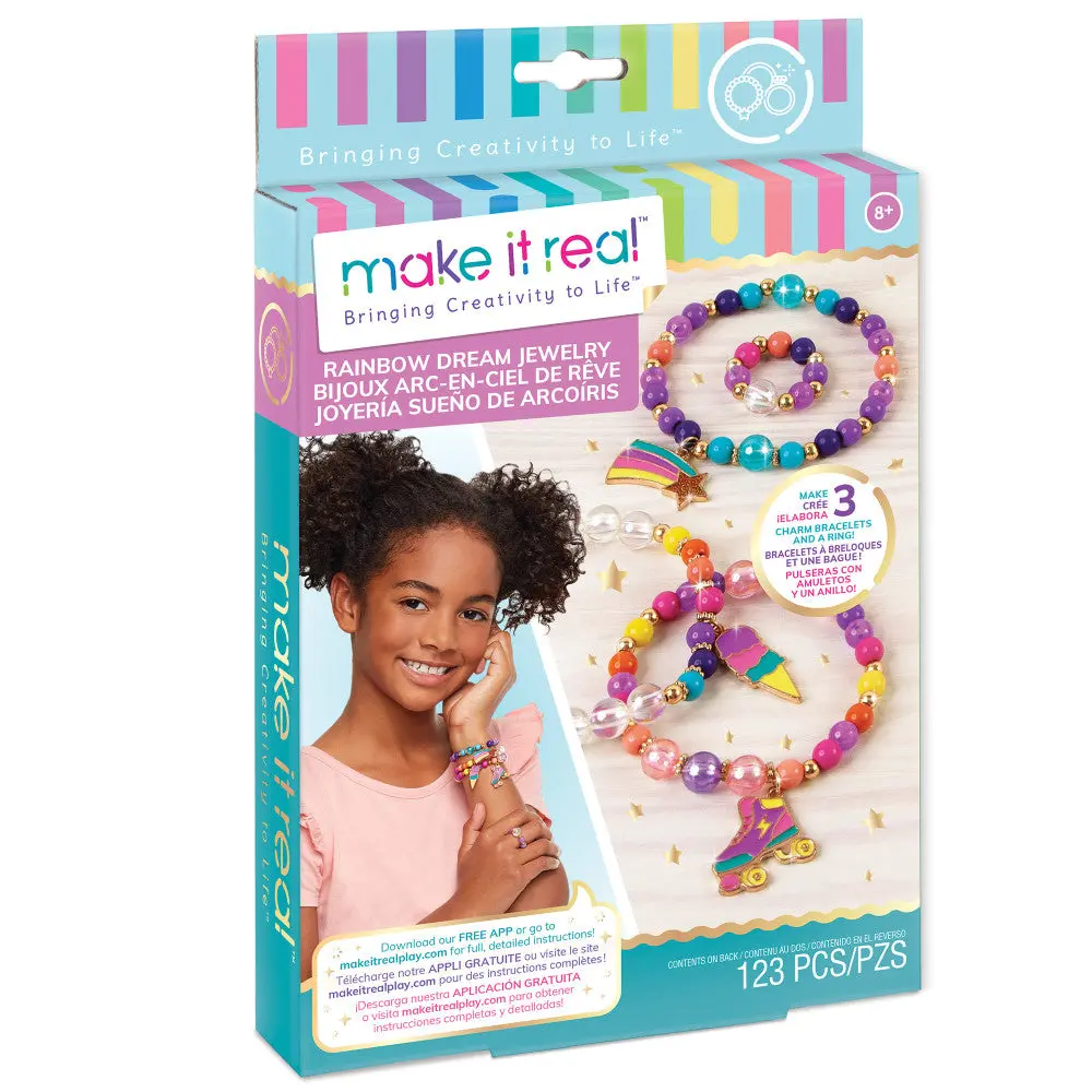 Make It Real Rainbow Dream Charm Bracelet And Ring Jewelry Kit 1