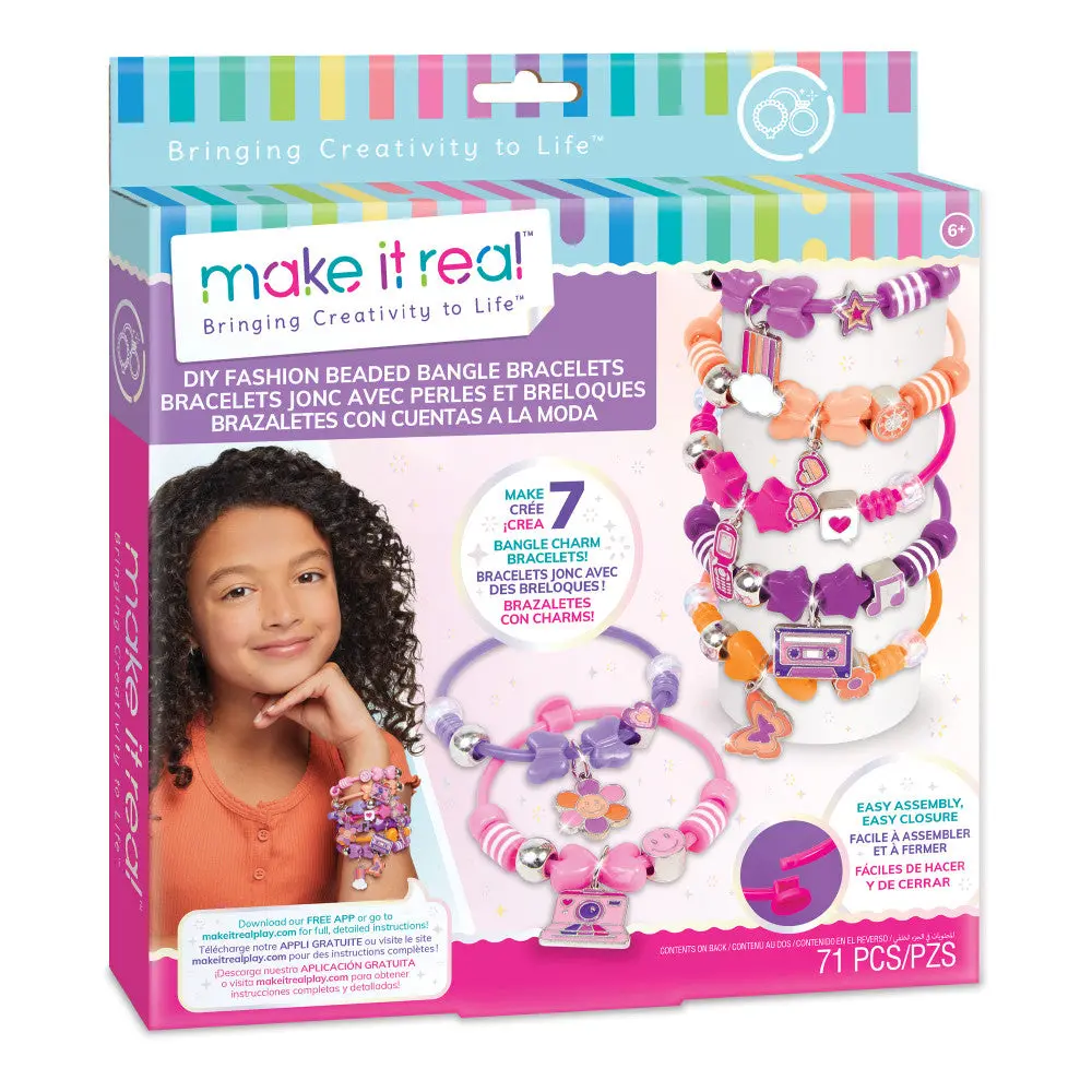 Make It Real Diy Fashion Beaded Bangle Bracelets Kit - Creative Jewelry Making Set For Kids Ages 8+ 1