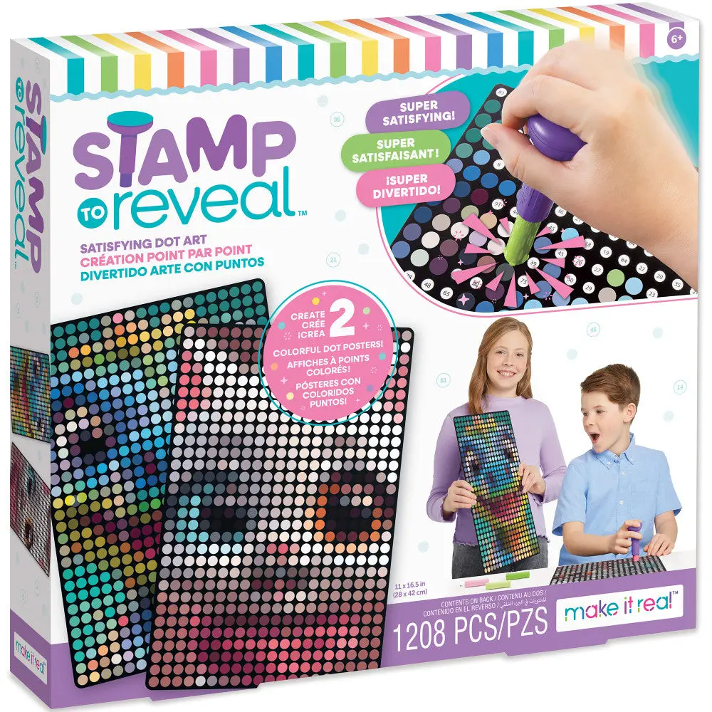 Make It Real Stamp To Reveal Art Kit - Cool Cat & Smily Dino 1