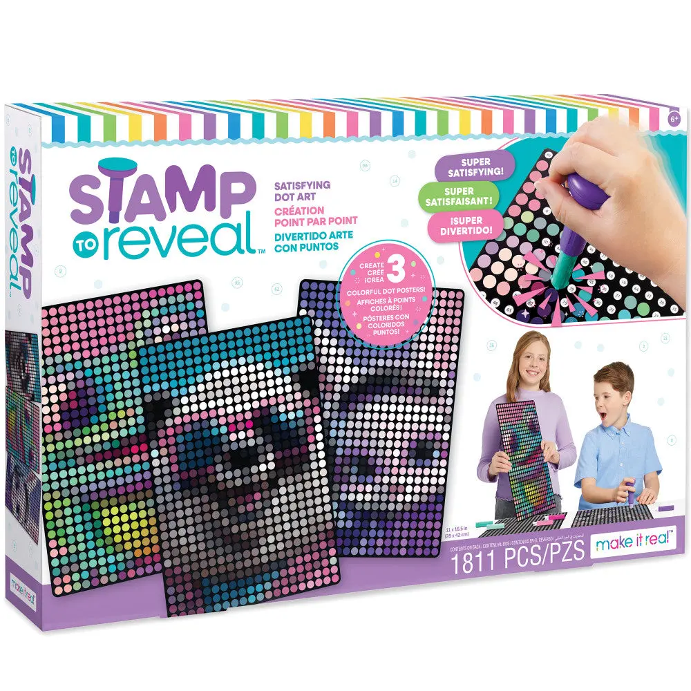 Make It Real Stamp To Reveal Dot Art Kit - Dj Bunny, Frog Princess, Chillin Panda 1