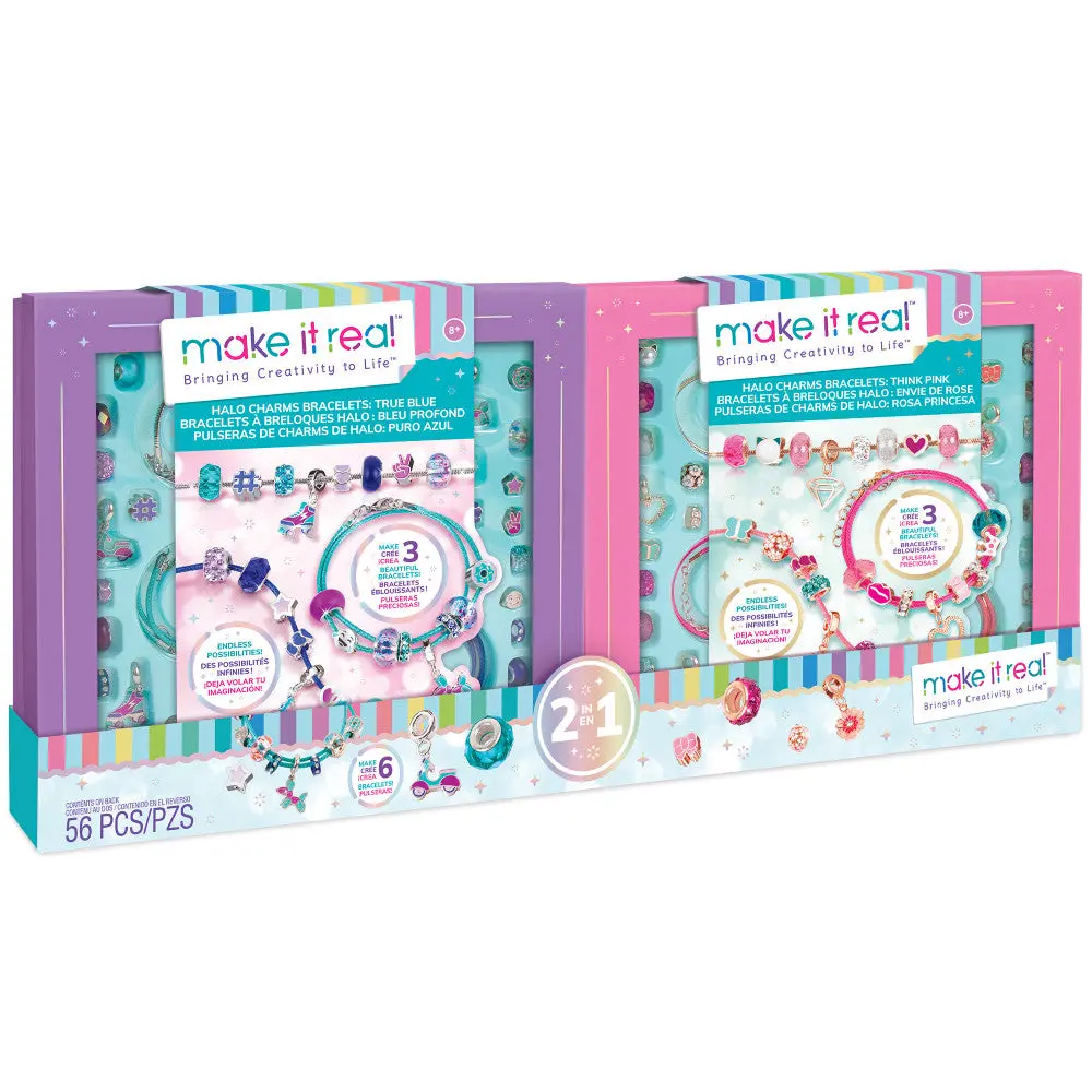 Make It Real Halo Charms 2 Jewelry Making Kit - Think Pink & True Blue 1