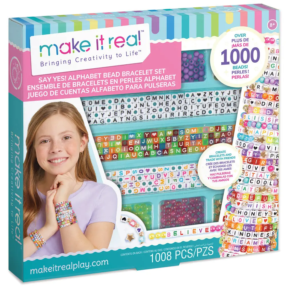 Make It Real Say Yes! Alphabet Bead Bracelet Kit - 1008Pc Diy Jewelry Crafting Set 1