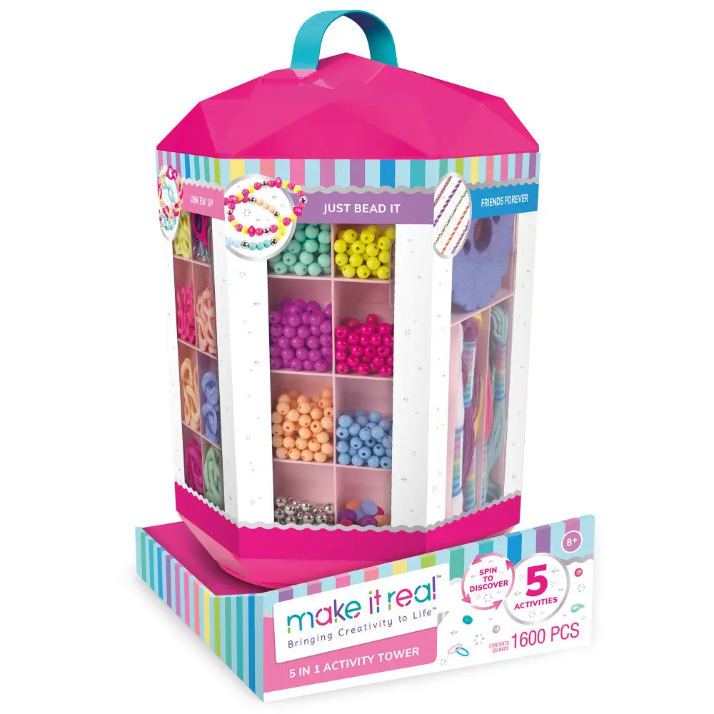 Make It Real 5-In-1 Jewelry Making Activity Tower Kit 1