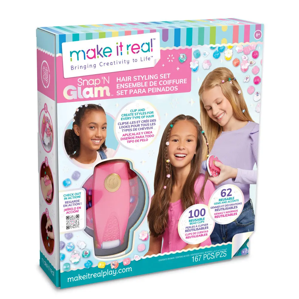 Make It Real Snap N' Glam Ultimate Hair Styling Set For Kids - Creative Bead Clips 1