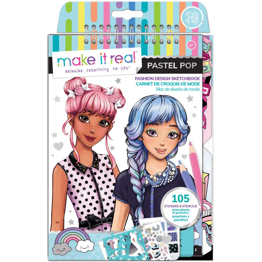 Make It Real Pastel Pop Fashion Design Sketchbook Kit 1