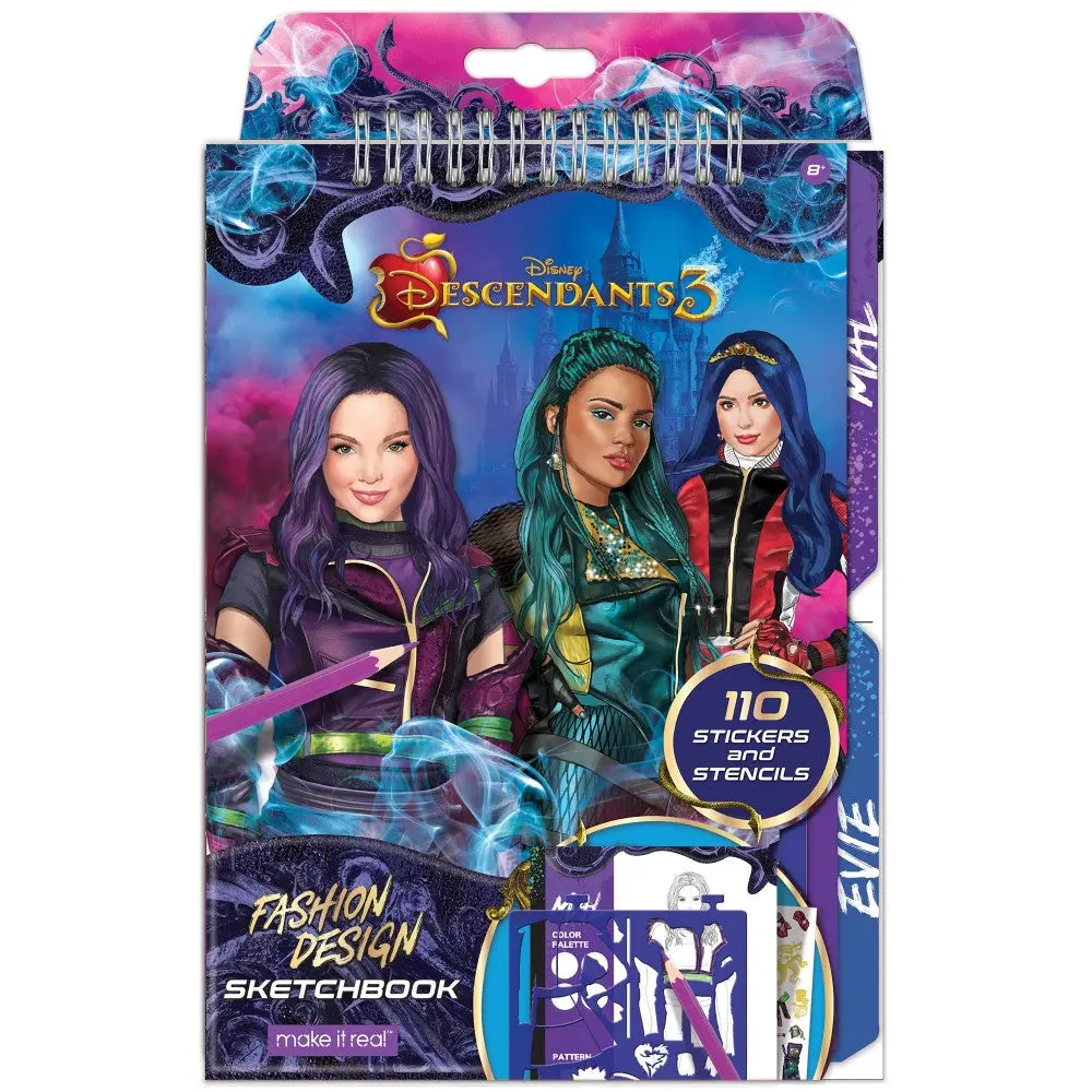 Disney Descendants 3 Evie, Mal, Uma Fashion Design Sketchbook Kit 1
