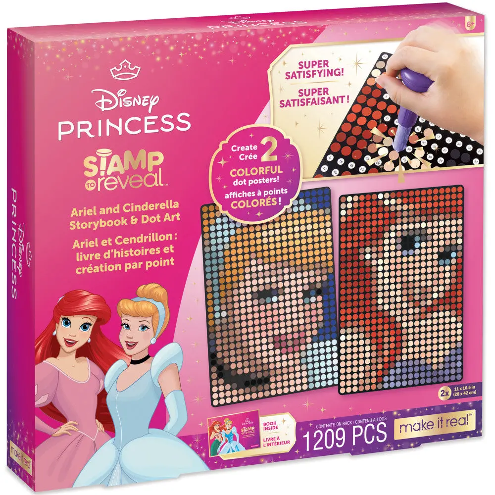 Make It Real Disney Stamp To Reveal Ariel & Cinderella Storybook Dot Art Kit 1