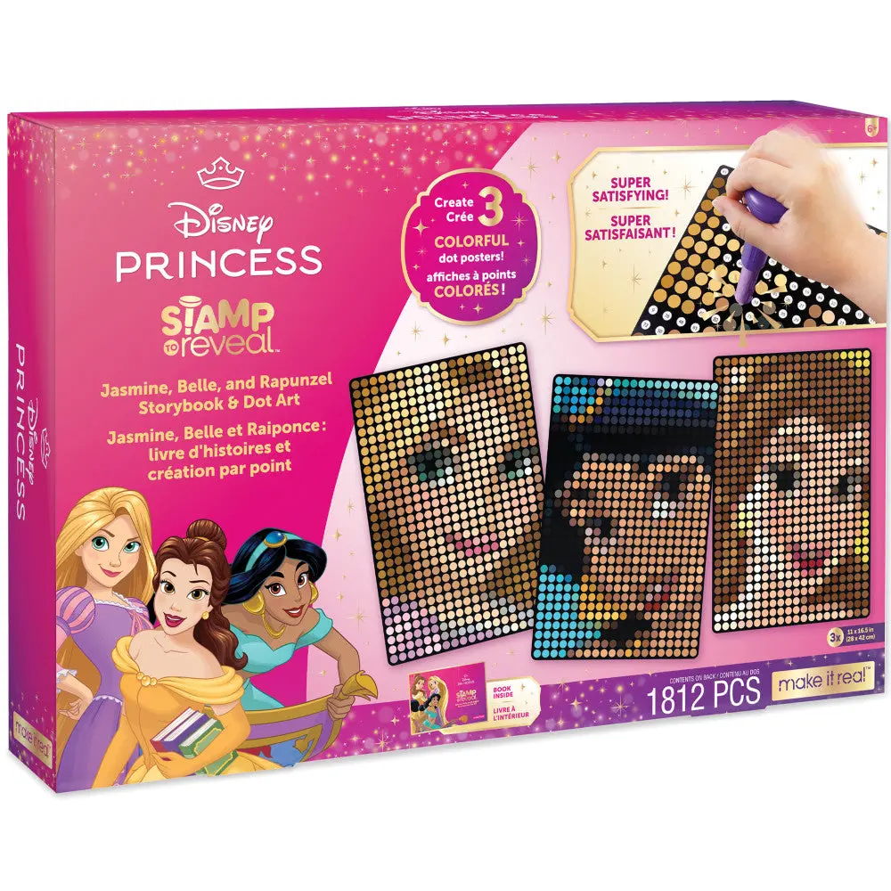 Make It Real Disney Princess Storybook Stamp And Dot Art Kit - Jasmine, Belle, Rapunzel 1