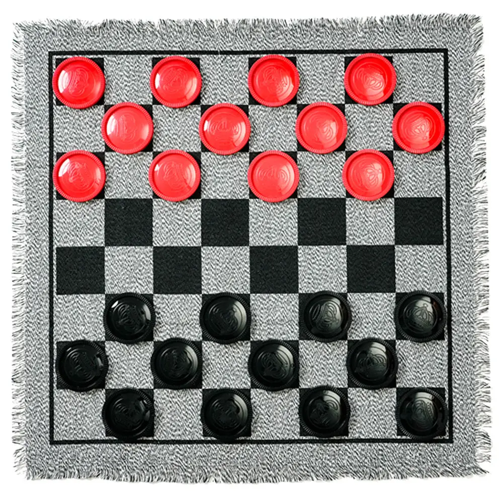 Trimate 3-In-1 Jumbo Checkers & Tic Tac Toe Game - 25.6" Square Rug Set 1