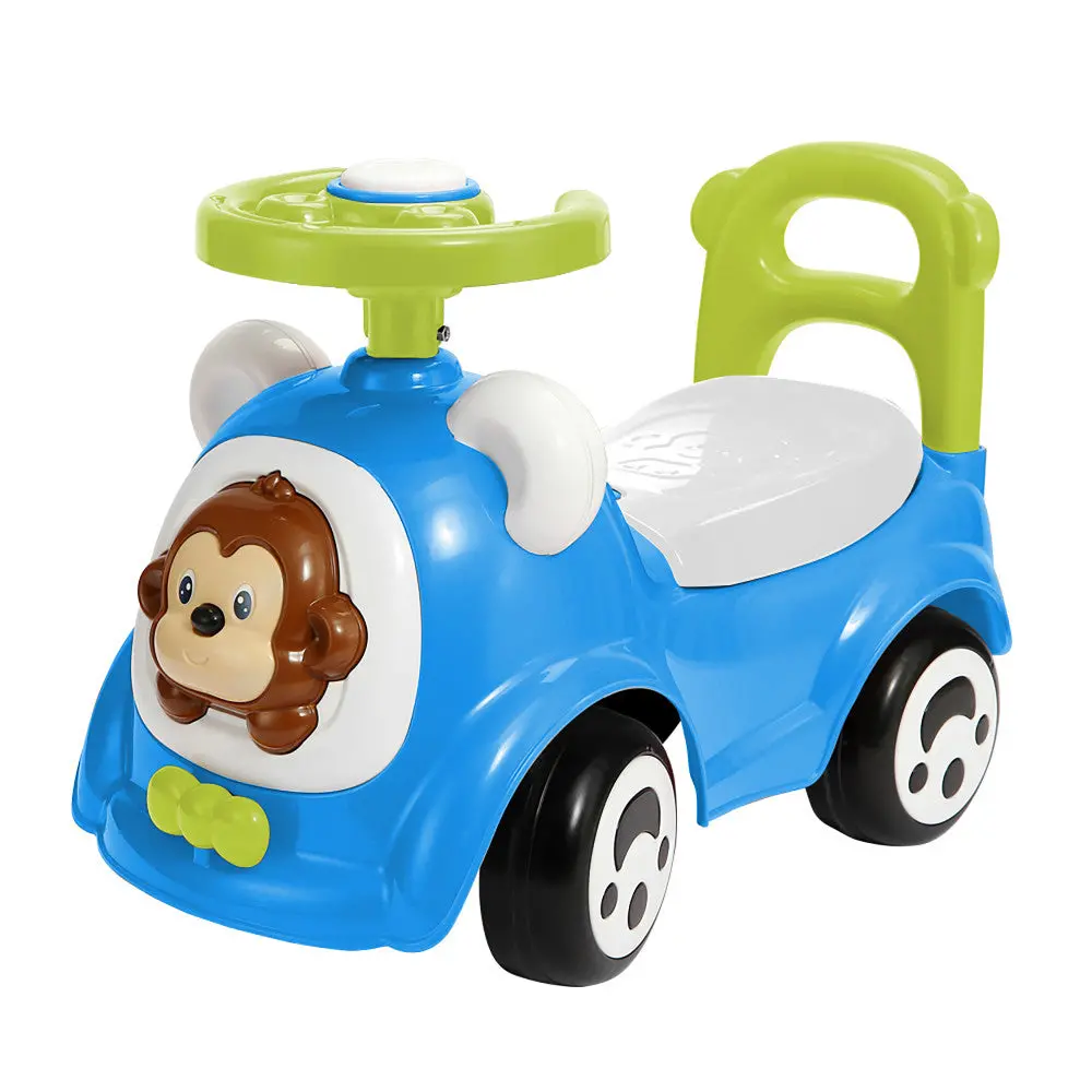 Timate Push & Ride Racer - Blue & Monkey Foot-To-Floor Ride-On 1