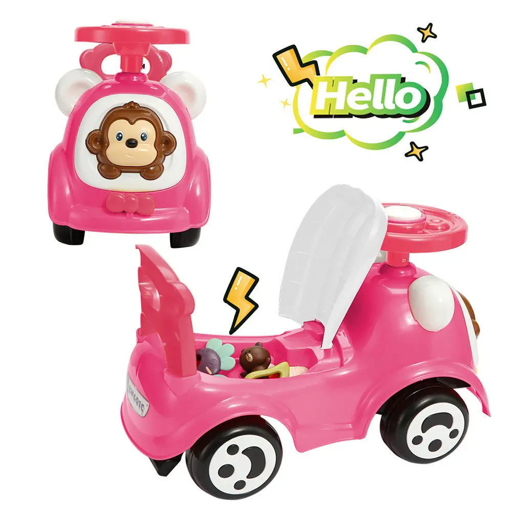 Timate - Push & Ride Racer - Pink & Monkey - Foot-To-Floor Ride-On 2
