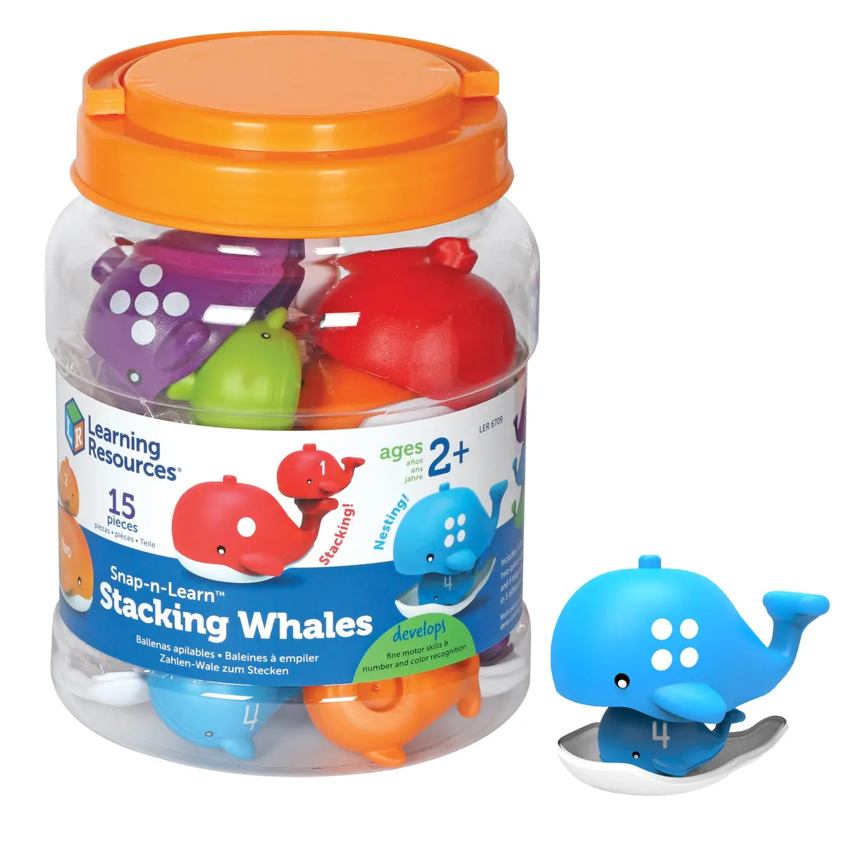 Learning Resources Snap-N-Learn Stacking Whales - Colorful Educational Counting Toy 1