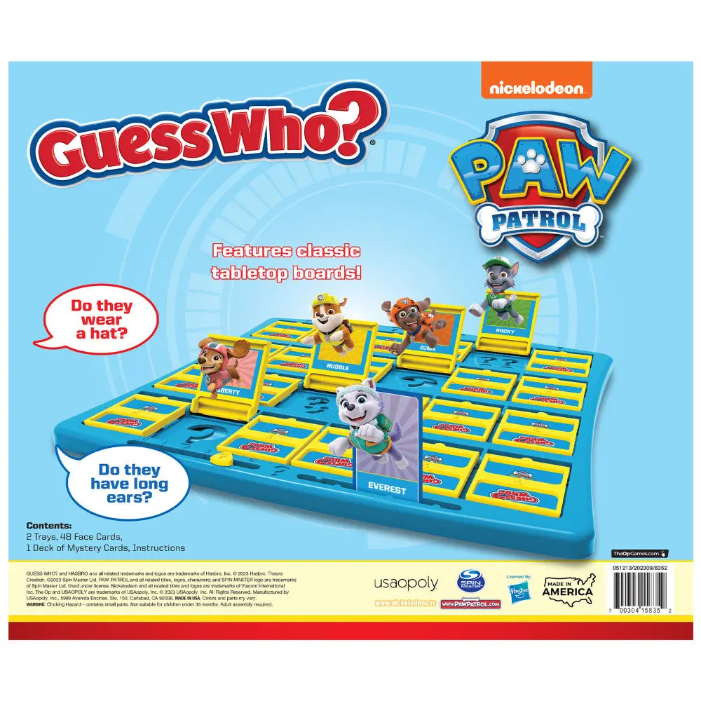 Paw Patrol Guess Who? Collectible Guessing Board Game For Kids Ages 6+ 2