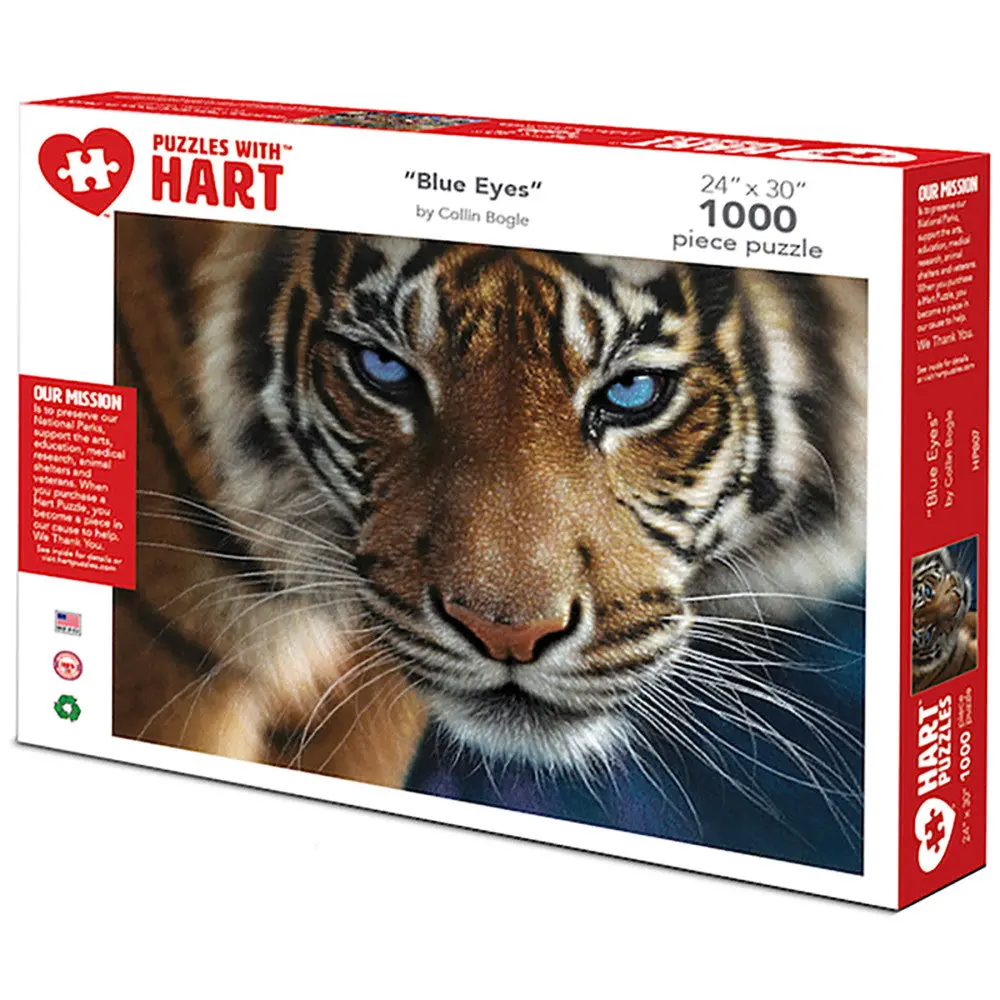Hart Puzzles Blue Eyes Tiger By Colin Bogle - 1000 Pc Puzzle 1