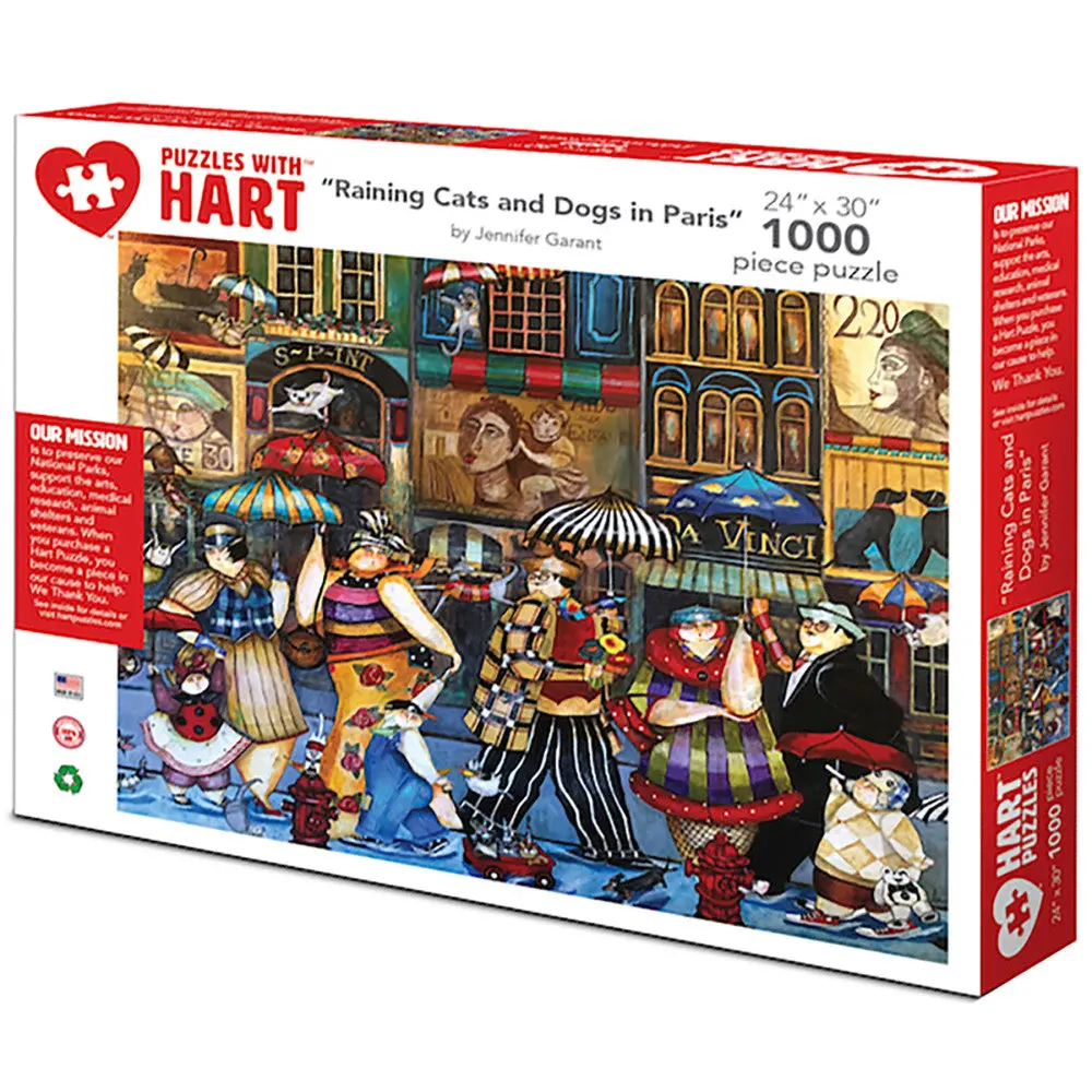 Hart Puzzles Raining Cats And Dogs In Paris Jigsaw Puzzle - 1000 Pc 1