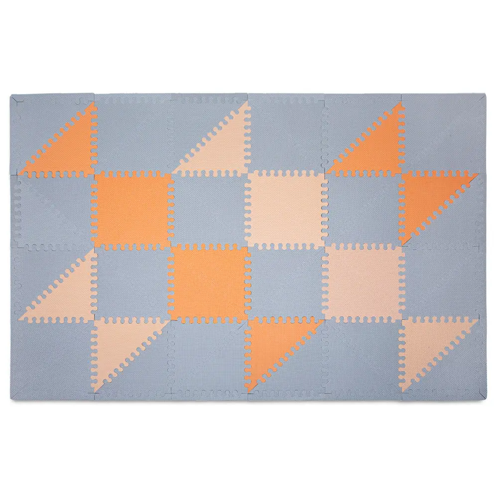 Hakuna Matte: Chic Baby Play Mat - Grey-Beige-Orange, 72X48", 48 Tiles 1