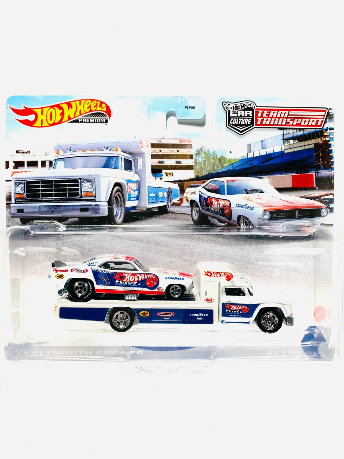 Hot Wheels 2022 Team Transport Case R Don Prudhomme Snake Ii '72 Plymouth Cuda Fc & Retro Rig #46 - Damaged Card 1