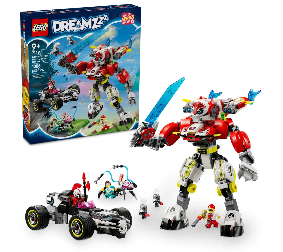 Lego Dreamzzz Cooper's Tiger Mech & Zero's Hot Rod Car 1006-Piece Set 1