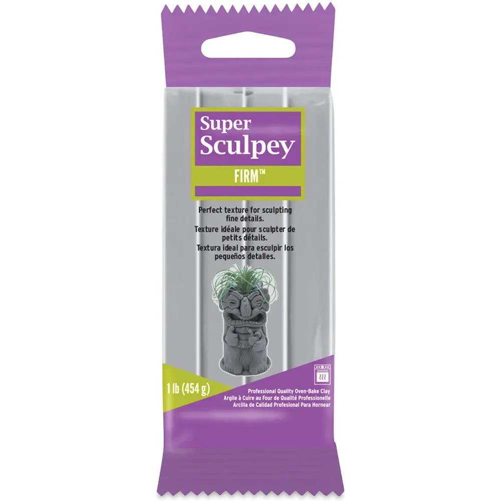 Sculpey Super Sculpey Firm Polymer Clay - Gray, 1Lb - Oven Bake Modeling Clay 1