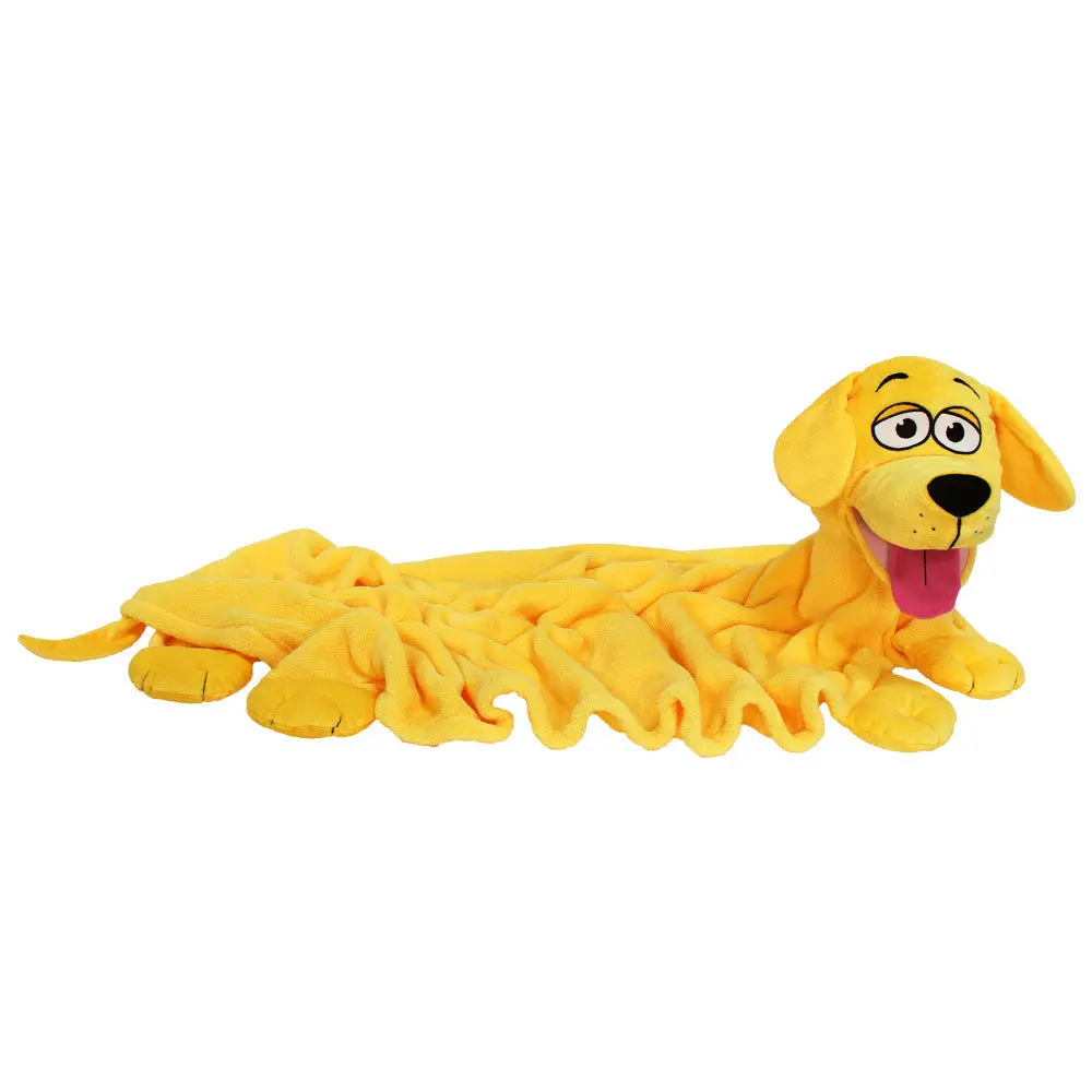 Cuddleuppets Playful Yellow Dog - 2-In-1 Plush Puppet & Blanket 1