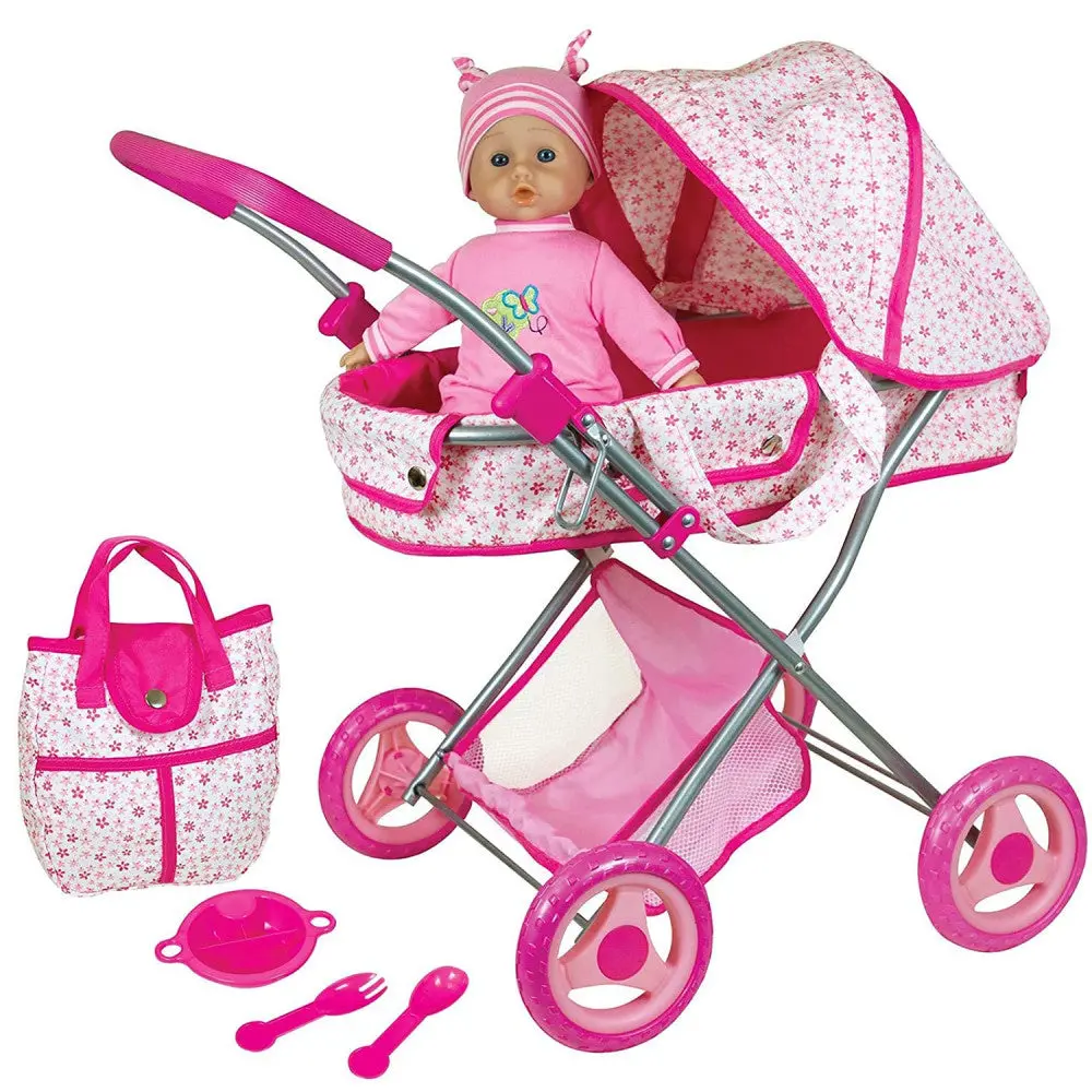 Lissi Deluxe 13" Doll With Convertible Pram And Accessories Set 1