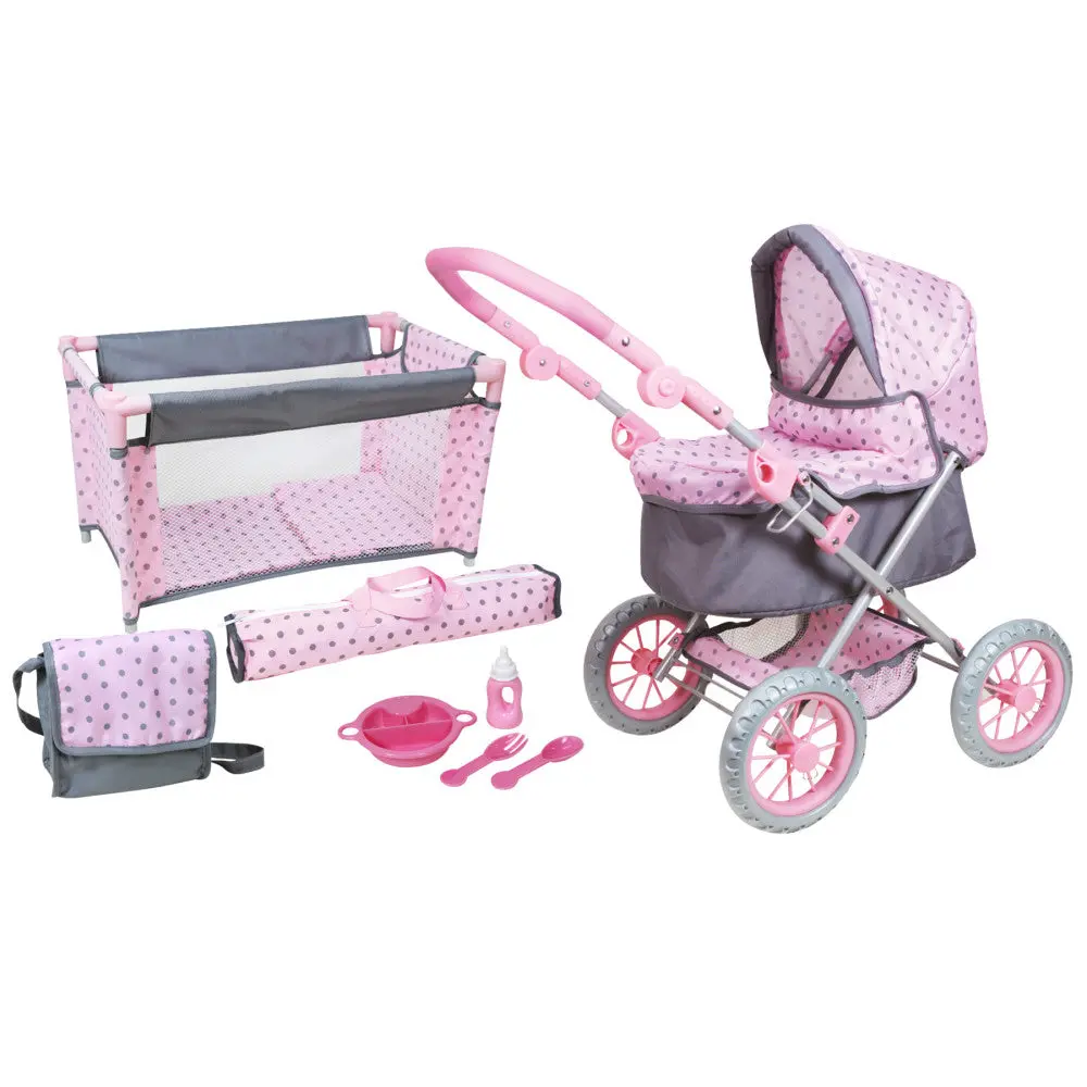 Lissi Deluxe 18" Baby Doll Pram Playset With Accessories 1