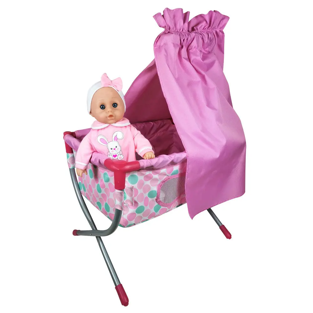 Lissi 14-Inch Talking Baby Doll With Crib - Pink Bunny Outfit 1