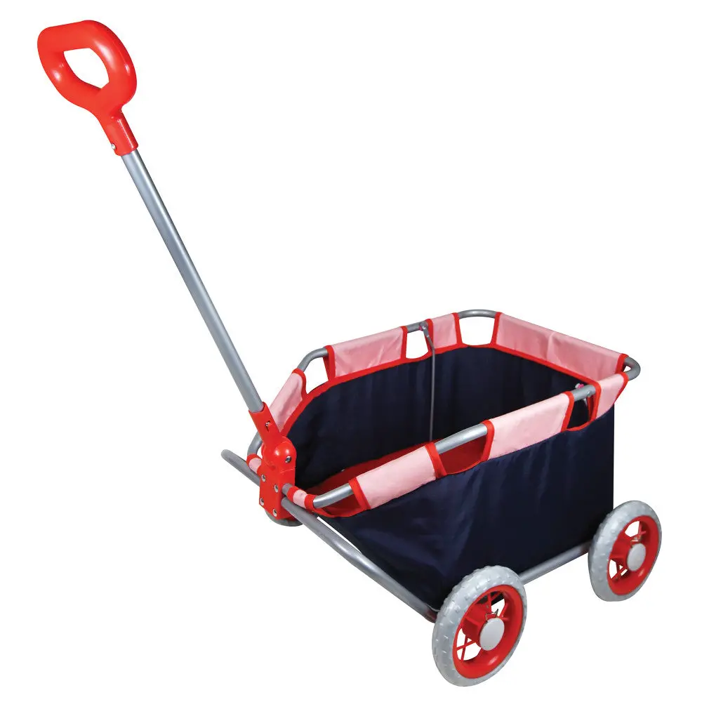 Lissi Doll Pull Cart - Navy & Red - Foldable Design For Kids Ages 2+ 1