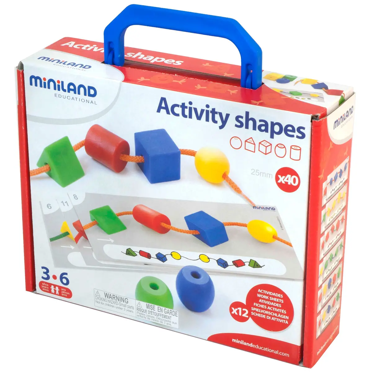 Miniland Educational Activity Shapes - Giant Beads And Laces Set - Learning Toy 1