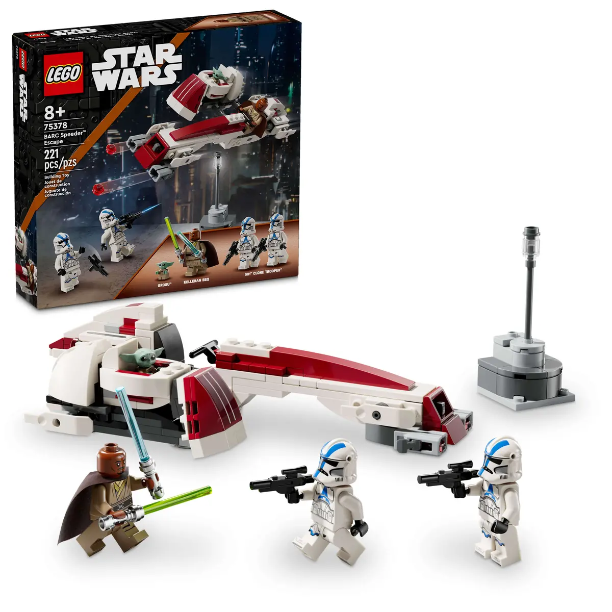 Lego Star Wars 221-Piece Barc Speeder Escape Set - Featuring Grogu And Clone Troopers 1
