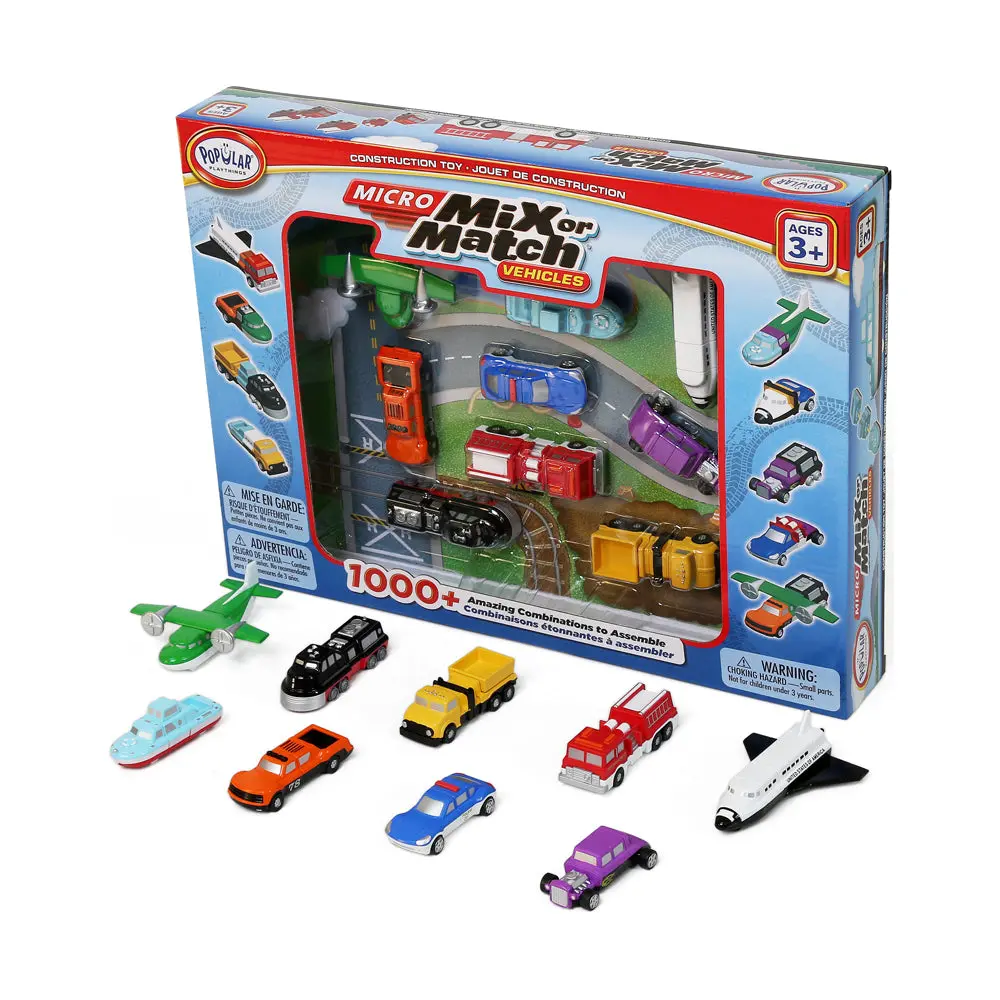 Popular Playthings Micro Mix Or Match 9-Piece Interchangeable Vehicle Set 1