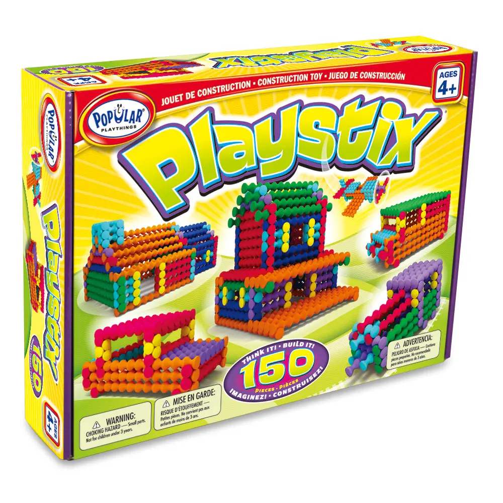Popular Playthings Playstix 150 Piece Set - Colorful Construction Toy 1