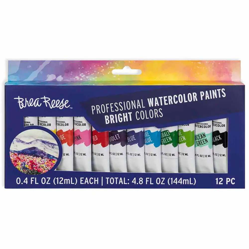 Brea Reese Professional Watercolor Brights Set - 12 Vibrant Color Tubes 1