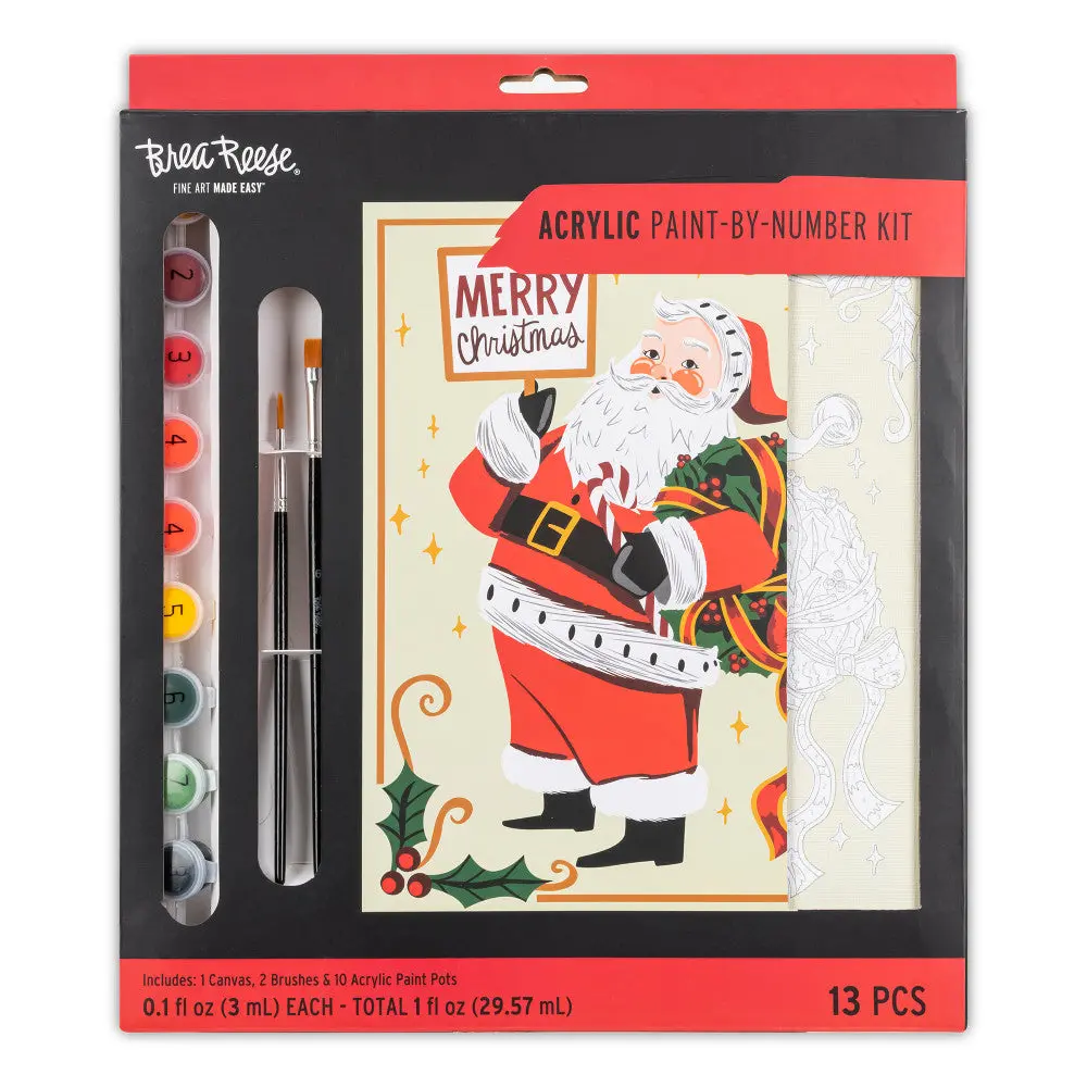 Brea Reese Holiday Santa Acrylic Paint-By-Number Kit 1