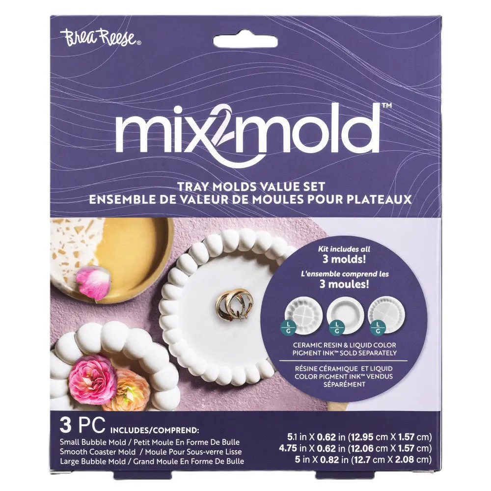 Brea Reese Mix2mold Silicone Tray Molds Value Set - 3Pc Non-Stick Coaster Molds 1