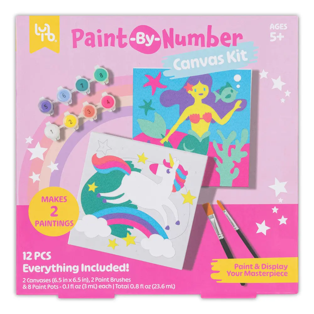 Little Yellow Bicycle Unicorn & Mermaid Paint-By-Number Kit - Arts Craft Set 1
