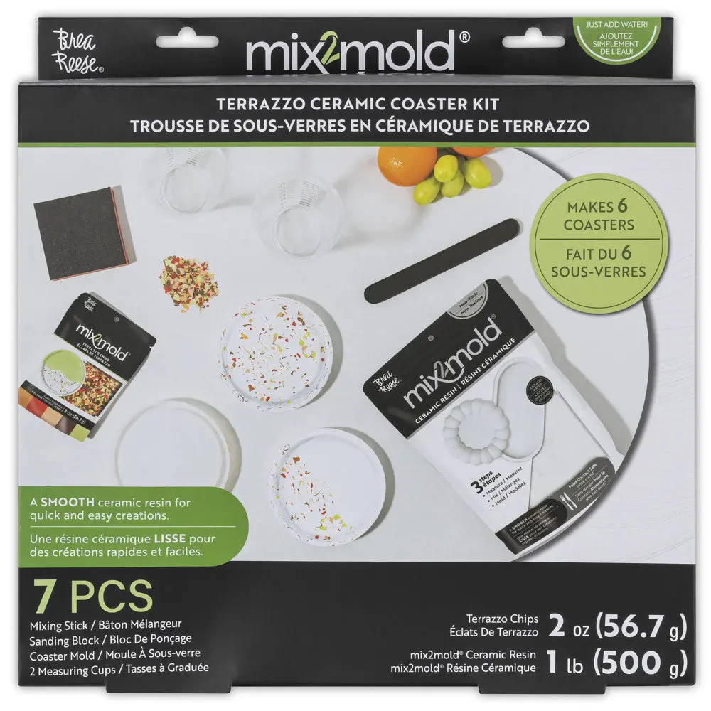 Brea Reese Mix2mold Pastel Terrazzo Diy Ceramic Coaster Kit - Creates 6 Coasters 1