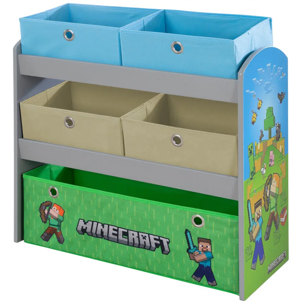 Minecraft Adventure Play Shelf With Themed Fabric Boxes 1
