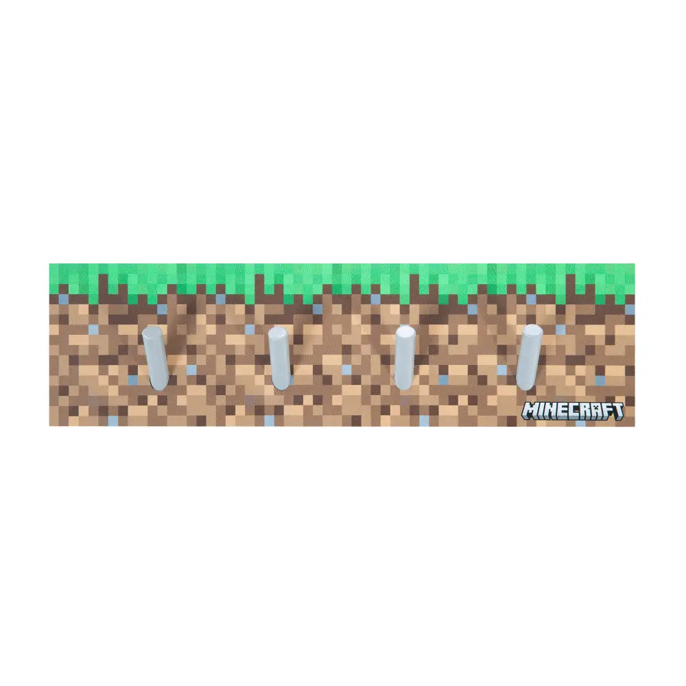 Minecraft Grass Block Wooden Coat Rack - Wall Mount With 4 Hooks 1