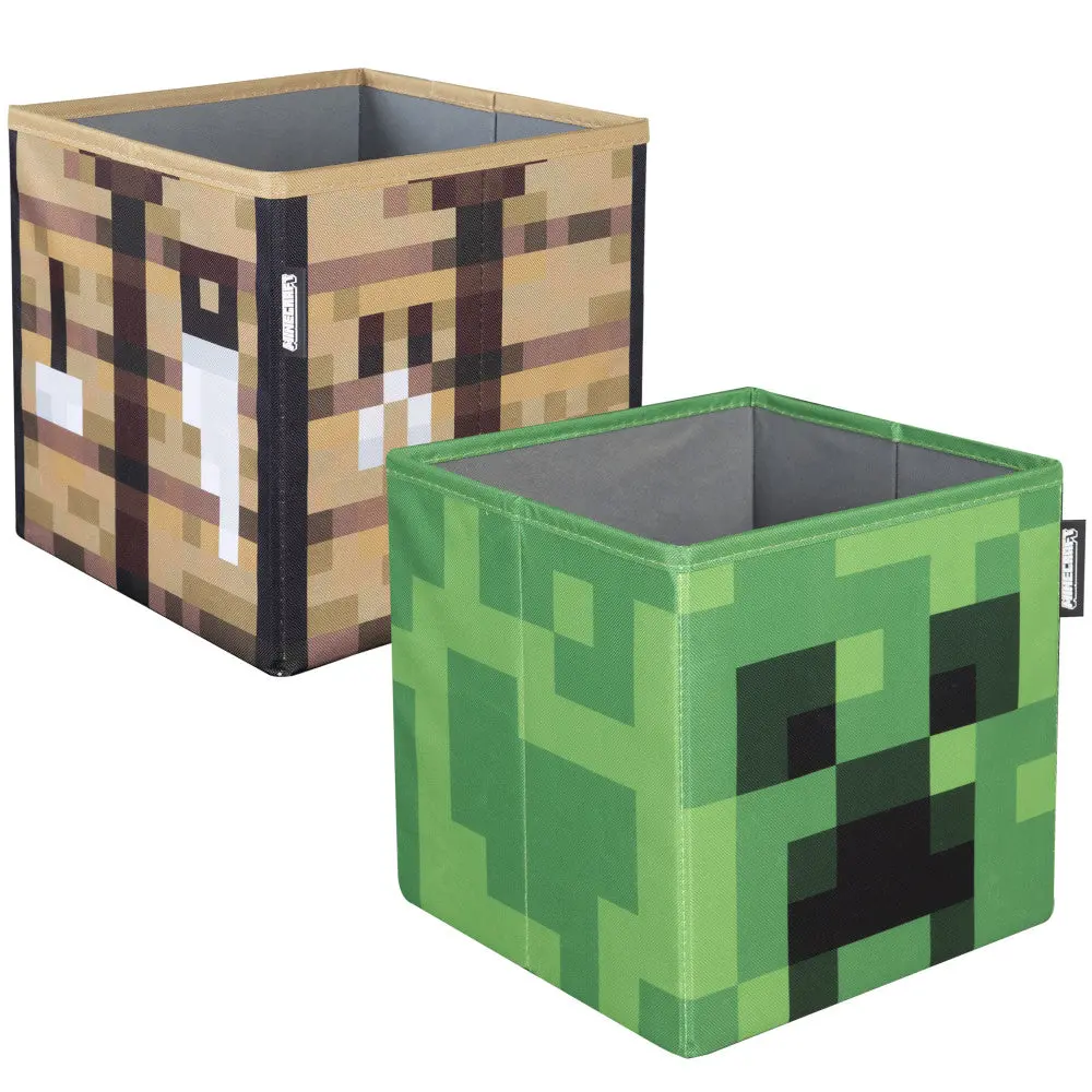 Minecraft Collapsible Storage Cubes - Creeper & Crafting Table Design, 2-Pack 1