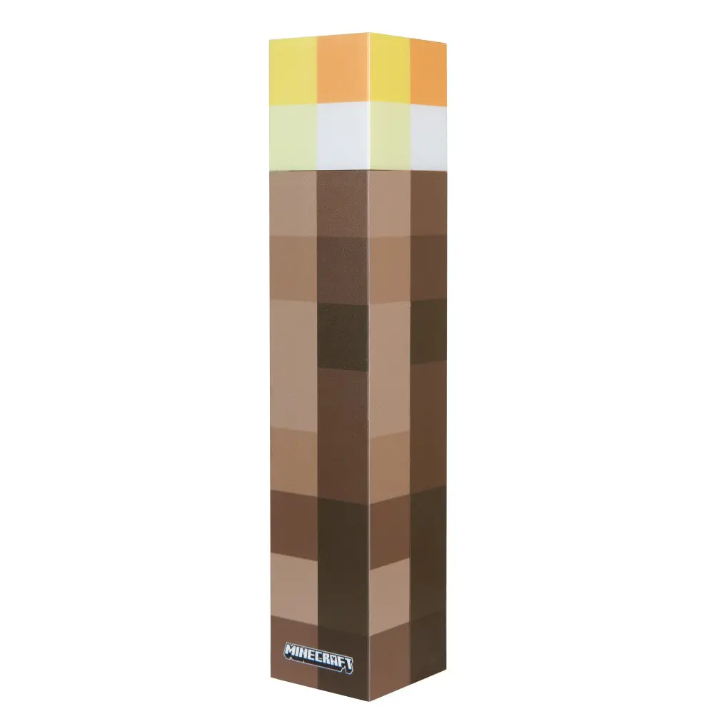 Minecraft: Led Torch - 11" Brownstone Pixels Torch Replica With 4 Light Settings 1