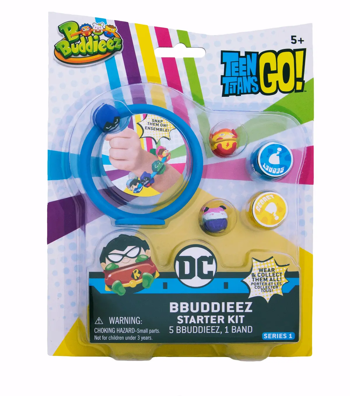 Bbuddieez Dc Teen Titans Go! Collectible Band & Clips Set - 5 Characters 1