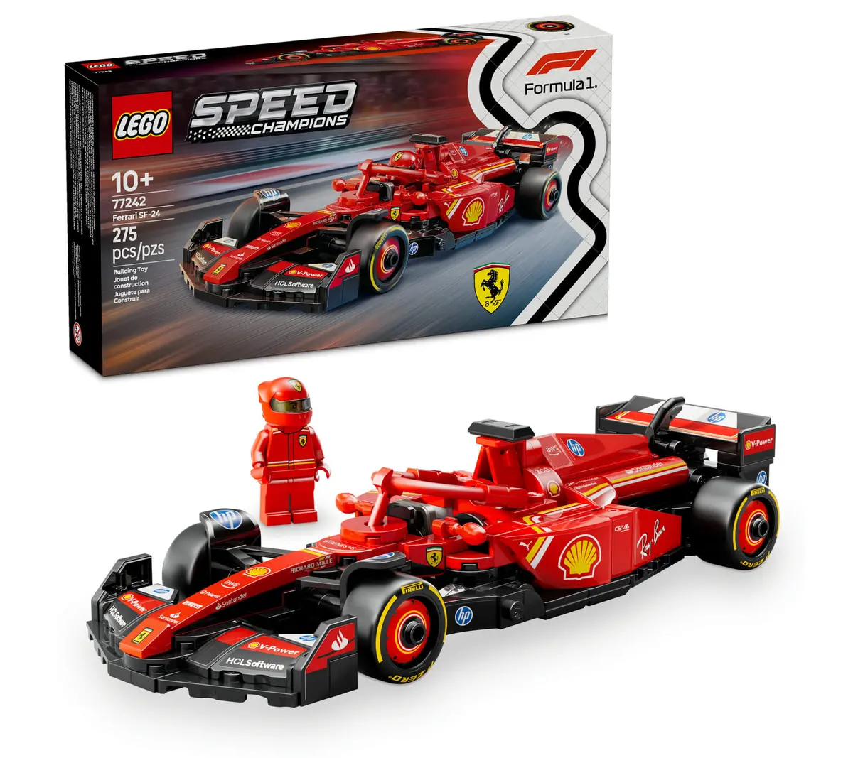 Lego Speed Champions Ferrari Sf-24 F1 Race Car Driver Set 77242 - 275 Pieces 1